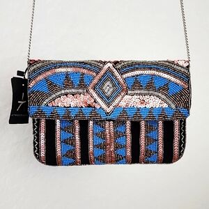 Atmosphere UK Women's Beaded & Sequined Clutch/Crossbody Bag.